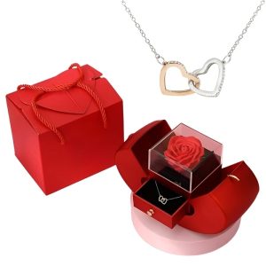 Naszyjnik HEARTS ze splecionymi sercami i darmowym pudełkiem GIFT BOX - HEARTS_APPLEROSE