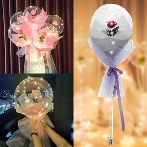 LED-owy balon z różą na niezapomniane chwile | LOVEBALLOON